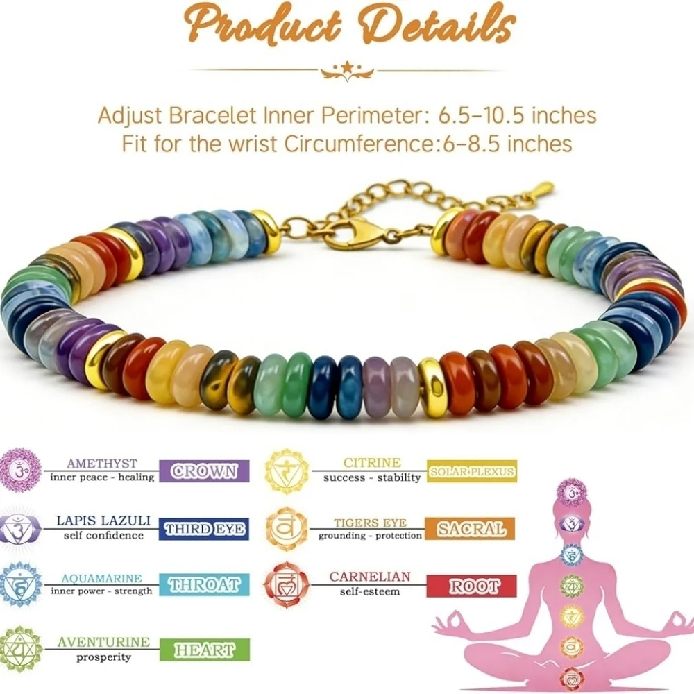 Chakra Healing Crystal Beaded Bracelet